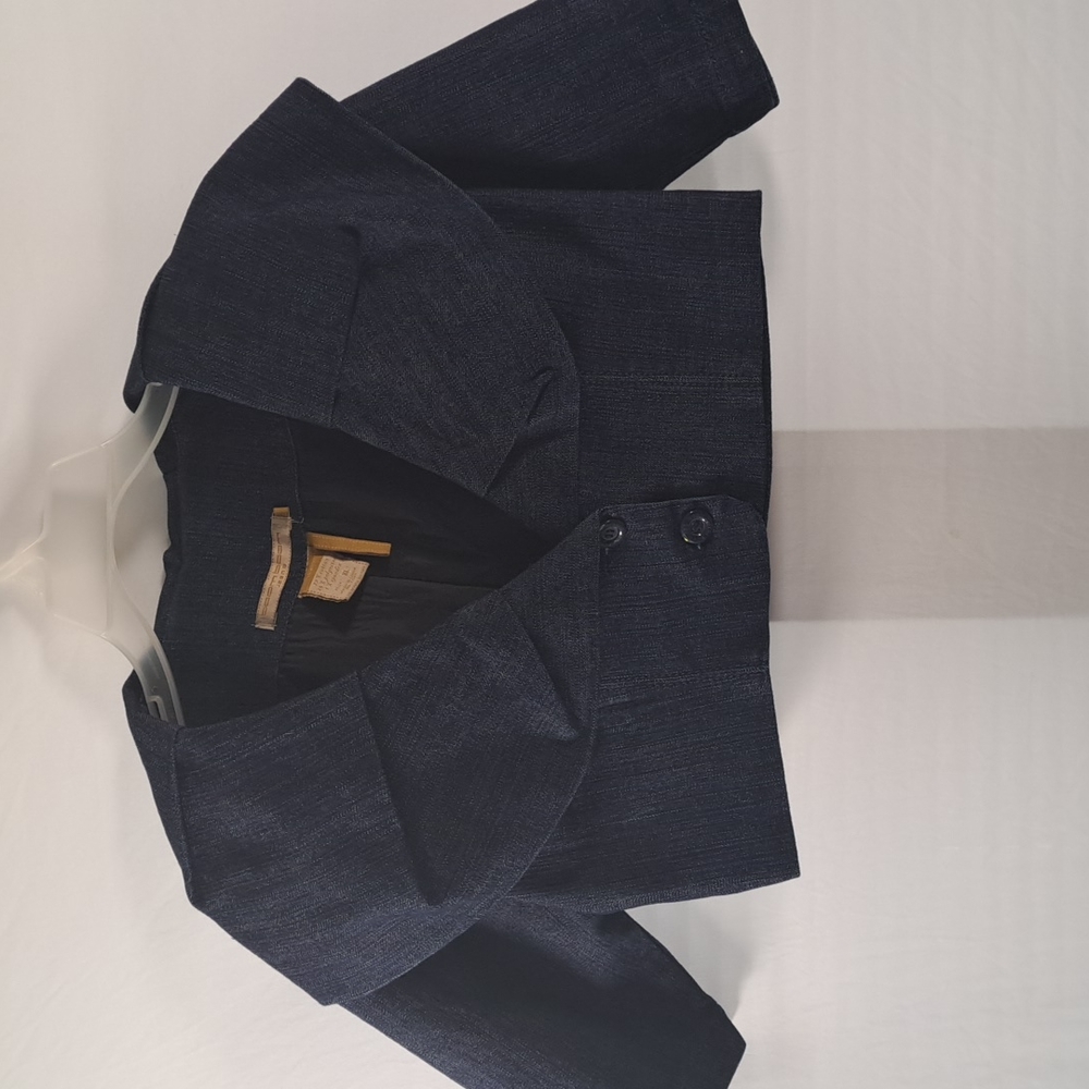 Blue Jean Oversized Collar with Elbow Length Sleeves Cropped, Cape Jacket/Top